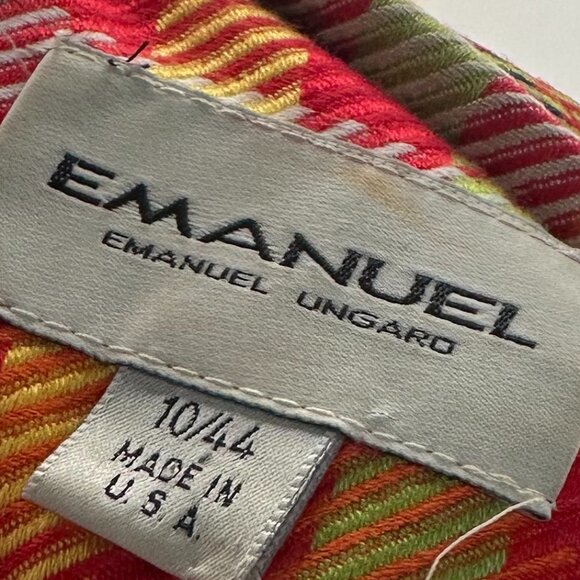 Vintage 1990s Emanuel Ungaro Red & Yellow Silk Blend Plaid Clueless Skirt Suit S - Picture 5 of 5